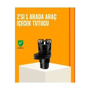 Oto Bardak Tutucu 360° Döner Çift Bölmeli Karbon Fiber Tasarım - EMTHBA6473-8676