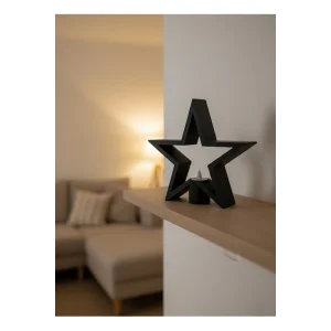 Yıldız Mumluk Siyah Modern Salon ve Raf Dekoru - EMTHBA8575-7729