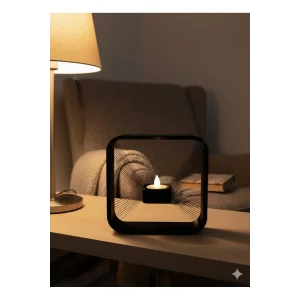 Kare Askılı Mumluk Duvara Asılan Şık Dekoratif Mumluk 16×16 cm - EMTHBA9488-9089