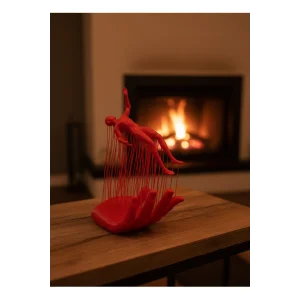 Kırmızı El ve İnsan Figürü Dekoratif Biblo Salon Ofis Raf ve Konsol Üstü İ? - EMTHBA1699-2