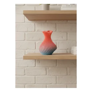 3D Dalga Desenli Kalp Formlu Dekoratif Vazo Pembe 15 cm - EMTHBA4477-1281