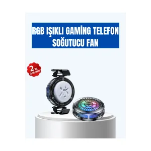 Gaming Telefon Soğutucu RGB Fan Sessiz Çalışma Tüm Modeller Uyumlu - EMTHBA5370-5024