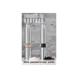 HSNET 2li Karabiber Tuz Öğütücü Profesyonel 304 Paslanmaz Çelik Manuel Bahara - EMTHBA2211-4