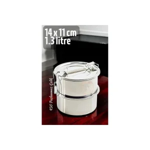 Sefer Tası Yemek Kabı Paslanmaz Çelik 2 Katlı 14 cm 1.3 LİTRE