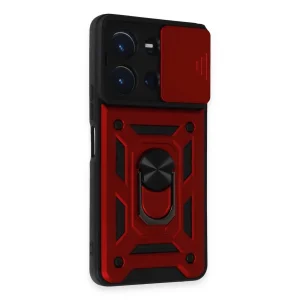 Vivo Y36 Kılıf Pars Lens Yüzüklü Silikon - Kırmızı-(5796) - EMTHBA9562-2490