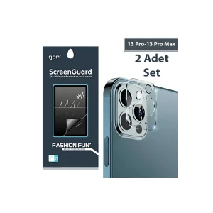 GOR İPhone 13 Pro 13 Pro Max 3D Tempered Cam Kamera Koruyucu 2Adet Set-(5775)