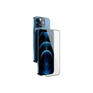 İPhone 12 Pro Max 2İN1 Full Glue Tempered Cam Ekran Koruyucu +Kamera Lens Set-(577 - EMTHBA5257-7