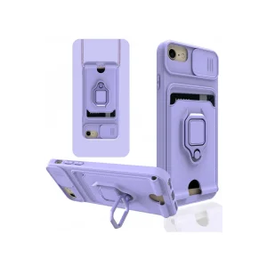 iPhone 6 Kılıf Zuma Kartvizitli Yüzüklü Silikon - Lila-(5796) - EMTHBA7229-9140