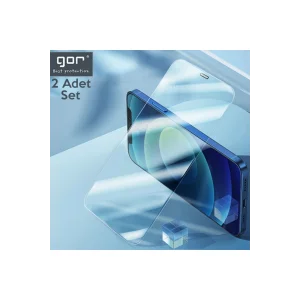 GOR İPhone 12 Mini 5.4 Best Full Tempered Cam Ekran Koruyucu 2Adet+Arka Jelatin-(57 - EMTHBA9075-7