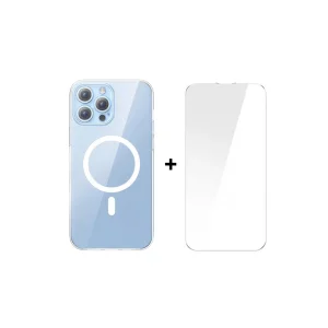 Crystal iPhone 13 Pro Magsafe Silikon Kılıf + Tempered Ekran Koruyucu Set-(5775) - najmaddin6596-