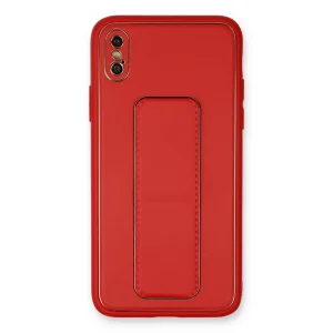 iPhone XS Max Kılıf Coco Deri Standlı Kapak - Kırmızı-(5796) - ESZAOC8491-5956