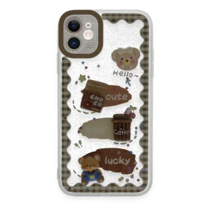 iPhone 11 Kılıf Sweet Desenli Silikon Kapak - Şeffaf-(5796) - EMTHBA2461-2524