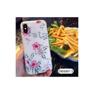 İphone X Xs 3d Gül Desenli Premium Silikon Kılıf-(5775) - EMTHBA1896-6439