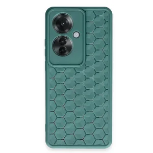 Oppo Reno 11F Kılıf Petek Silikon Kapak - Koyu Yeşil-(5796) - EMTHBA2193-1376