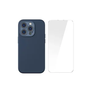 Liquid Silica Gel iPhone 14 Pro 6.1 Magsafe Silikon Kılıf + Tempered Ekran Koruyuc - EMTHBA4102-1