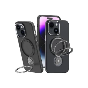 ALLY iPhone 15 İçin Magsafe Uyumlu Standlı Manyetik Silikon Kılıf-(5775)