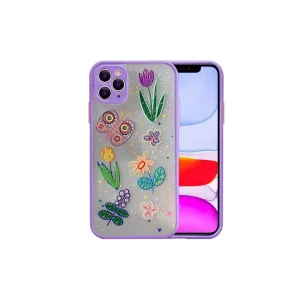 iPhone 11 Pro 5.8inç Kamera Korumalı Çiçek Desenli Silikon Kılıf-(5775)