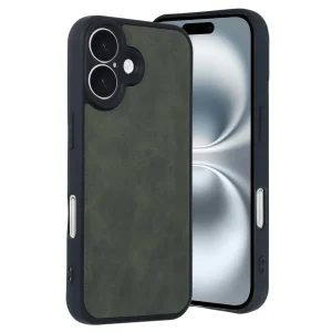 iPhone 16 Kılıf Aras Deri Kapak - Koyu Yeşil-(5796) - EMTHBA6136-3235
