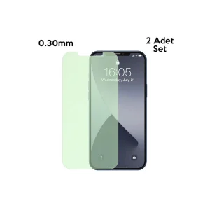 İPhone 12 Mini Uyumlu 0.30mm Full Tempered Cam Ekran Koruyucu 2Set Anti-Bluelight-(5775)