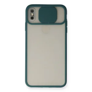 iPhone XS Max Kılıf Palm Buzlu Kamera Sürgülü Silikon - Yeşil-(5796) - EMTHBA5250-5358