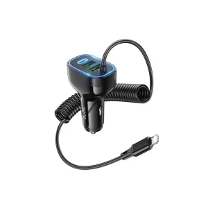 HOCO NZ11A 30W 2 USB+ Type-C Girişli iPhone Kablolu Araç Çakmaklık Şarj Aleti-( - MEET7523-580