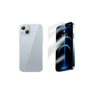 iPhone 15 Corning Serisi Silikon Kılıf + Tempered Ekran Koruyucu Set-(5775) - EMTHBA4434-6365