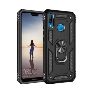 Huawei P20 Lite Kılıf Sofya Yüzüklü Silikon Kapak - Siyah-(5796) - ESZAOC6894-6491