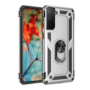 Samsung Galaxy S21 Kılıf Sofya Yüzüklü Silikon Kapak - Gümüş-(5796) - EMTHBA5469-4661