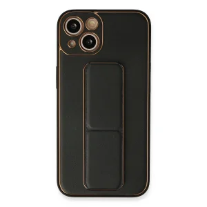 iPhone 13 Kılıf Coco Deri Standlı Kapak - Siyah-(5796) - EMTHBA5800-1308