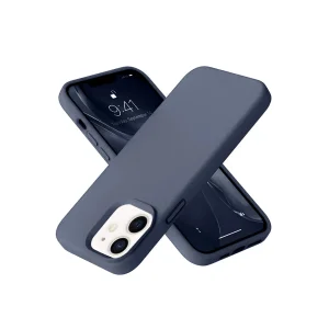 iPhone 12 Kılıf Nano içi Kadife Silikon - Lacivert-(5796) - EMTHBA1252-3499