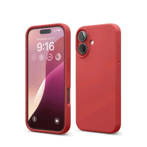 iPhone 16 Kılıf Nano içi Kadife Silikon - Kırmızı-(5796) - EMTHBA2206-1770
