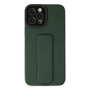 iPhone 12 Pro Max Kılıf Mega Standlı Silikon - Yeşil-(5796) - VOANFD4175-3872