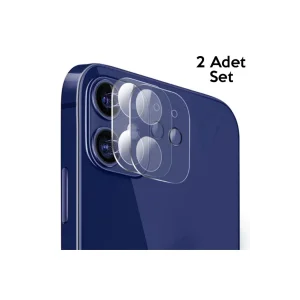 GOR İPhone 12 Mini 5.4 Best Full Tempered Cam Kamera Koruyucu 2Adet Set-(5775)