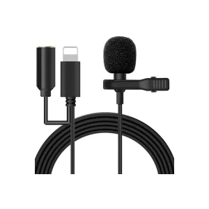 ALLY iPhone Lightning Yaka Mikrofonu+3.5MM jack Profesyonel Youtuber Mikrofonu-(5775 - EMTHBA1785-9