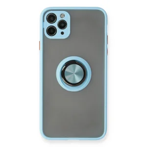 iPhone 11 Pro Max Kılıf Montreal Yüzüklü Silikon Kapak - Buz Mavi-(5796) - ESZAOC7686-4490