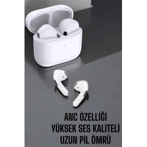 Beyaz Yeni Nesil Pro Bluetooth Kulaklık Yüksek Ses Kaliteli ANC Özelliği