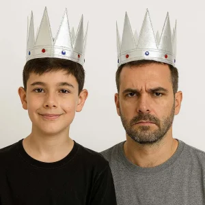 Gümüş Renk Eva Yumuşak Kral Kraliyet Tacı Yetişkin Çocuk Uyumlu 55c m