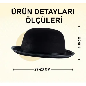 Charlie Chaplin Stil Çocuk Şapkası – Siyah Melon Parti Şapkası