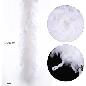 Beyaz Renk Kabarık Kalın Otriş Boa Tüy 6 cm Genişlik 180-200 cm Uzunluk
