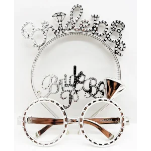 Bride To Be Yazılı Taç ve Bride To Be Yazılı GözlüK Seti Gümüş Renk NessiWorld