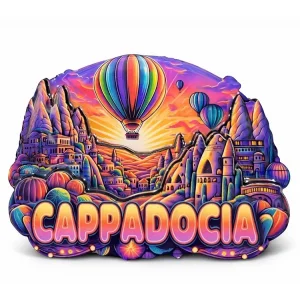 Kapadokya Temalı Ahşap Buzdolabı Magneti Alk5056