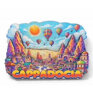 Kapadokya Temalı Ahşap Buzdolabı Magneti Alk5054