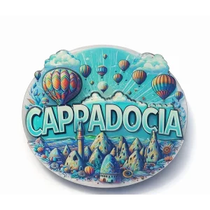 Kapadokya Temalı Ahşap Buzdolabı Magneti Alk5052