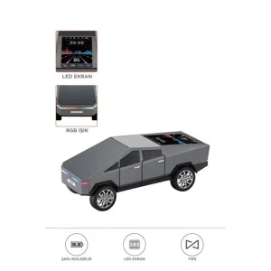 D68 Cyber Model Araba Tasarımlı Bluetooth Hoparlör 15w Güçlü Ses Rgb Led /tws/usb Gri