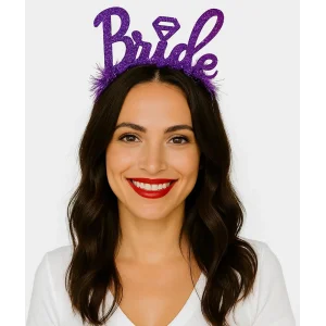 Mor Renk Bekarlığa Veda İtalik Yazı Alyanslı Bride Taç