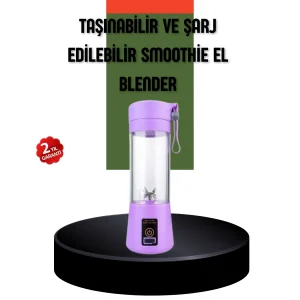 Taşınabilir USB Şarjlı Mini Smoothie Blender 380ml Çelik Bıçaklı Portatif