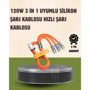 120 W Şarj ve Veri Aktarımı Kablo– 3 Başlıklı Çok Amaçlı Kablo Yüksek Hızlı