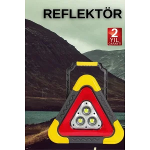 Işıklı Üçgen Reflektör Led Projektör Acil Durum Feneri Flaşör 500 Lümen
