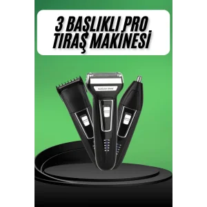 Tıraş Makinesi 3 Başlıklı T Başlıklı Hassas Ciltlere Özel Saç Sakal Vücut Kulak ve Burun