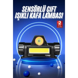 Ledli Şarjlı Kafa Lambası LED Şarjlı Su Geçirmez Kafa Feneri